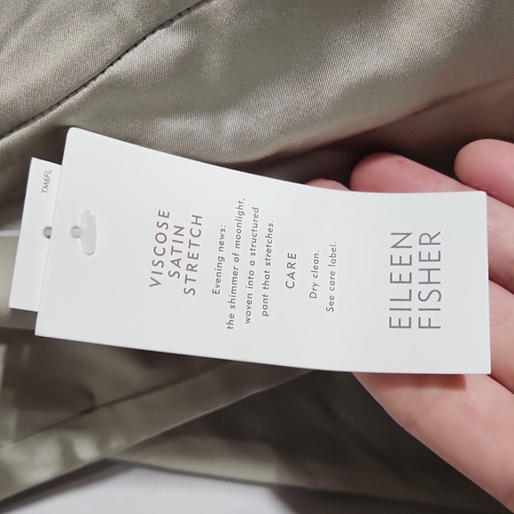 Eileen Fisher Champaign Satin Straight Pant New Size Petite Large - Picture 6 of 7